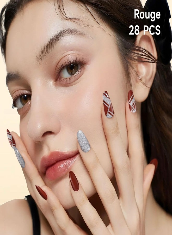 DUKASOU Gel Nail Strips No UV Light Needed, 22Pcs Rouge Gel Nail Stickers for Women, Long Lasting Nails Polish Strips, Easy to Apply & Remove - Image 2